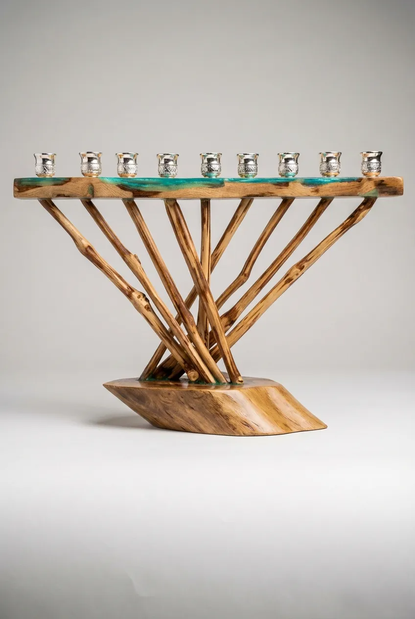 חנוכייה פיסולית - דגם ענף זית #2